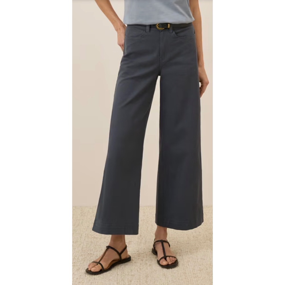 Pact Organic Cotton Stretch Twill Wide Leg Cropped Pants Charcoal Gray XL